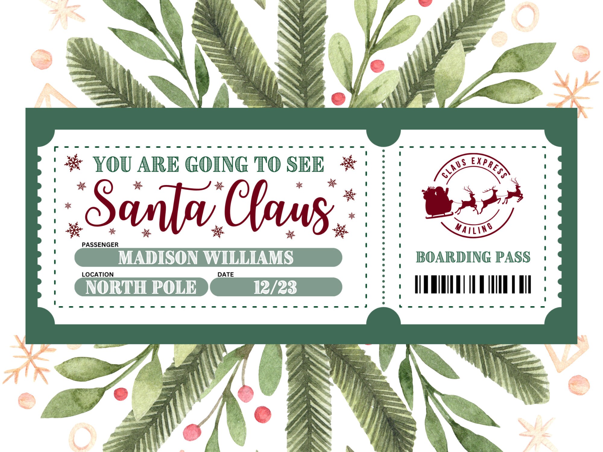 Santa Christmas Ticket Template Christmas Event Surprise Event Ticket