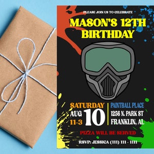 Editable Paintball Birthday Party Invitation | Paintball Party | Paintball Invitation | Custom Birthday Invitation | Editable Invites
