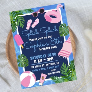 Flamingo Pool Party | Flamingo Birthday Invitation | Pool Party | Birthday Invitation | Editable Invite | Trendy Birthday | Girls Pool Party