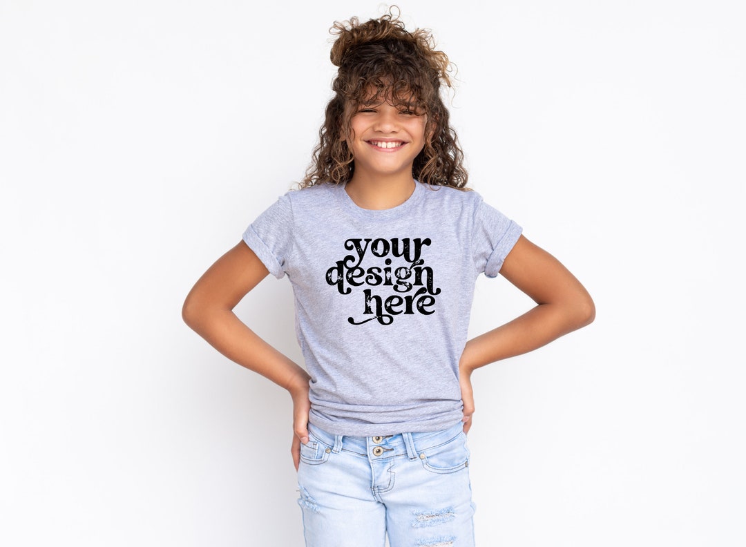 3001Y Athletic Heather Gray Mockup Youth Bella Canvas 3001Y Athletic ...