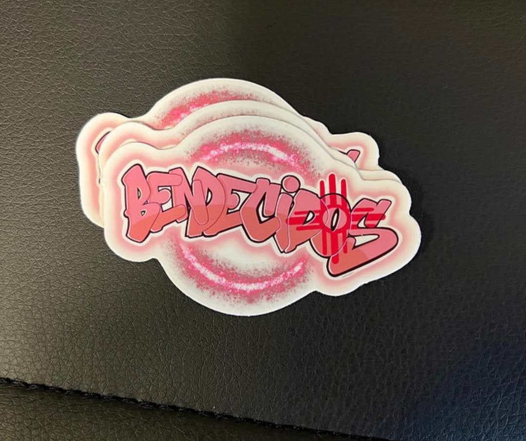 Original Art 2” Vinyl Sticker/decal- Bendecidos/ Blessed (pink) - Etsy