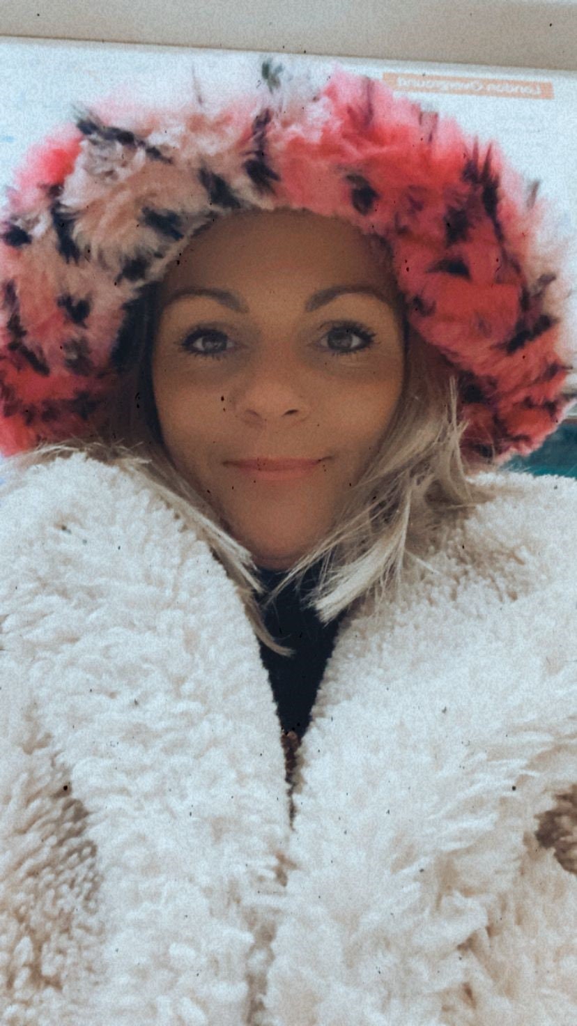 Pink Leopard Print Faux Fur Fluffy Plush Festival Statement Winter Bucket Hat Accessories | Pink Leopard Print Faux Fur Fluffy Plush  main image 4