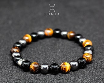 Energetic Natural Stone Bracelet, Tiger's Eye, Onyx, Hematite, The Perfect Gift For Her/Him, made in Tunisia