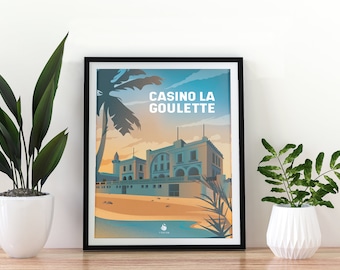 Poster Famous Place In Tunisia "Casino La Goulette" Wall decoration, Travel poster, Wall art, Digital wall art A2, A3 & A4, Art print