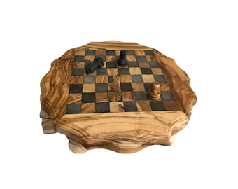 Chess Games With Feet And Drawers With Pawns In Olive Wood, Star Shape, ecological gift in olive wood, home decoration