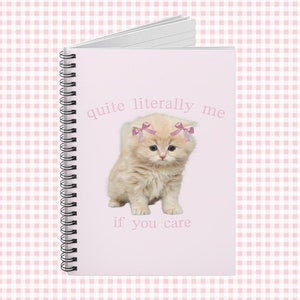 Carnet esthétique Coquette mignon journal tendance fille douce fournitures de bureau esthétiques rose pastel noeud chaton carnet de notes papier ligné livre chaton