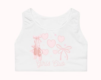 Girlcore Gym Top, sujetador deportivo blanco para clase de baile, sujetador de alta calidad para correr, linda ropa de entrenamiento