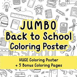 JUMBO Back to School Coloring, Coloring Page Banner, First Day of School Coloring Page, Large Coloring Poster for School, First Day Activity