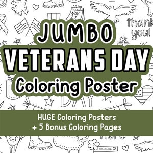 JUMBO Veterans Day Coloring Page, Coloring Page Banner, Military Coloring Pages, Large Coloring Poster for School, Veterans Day Thank You