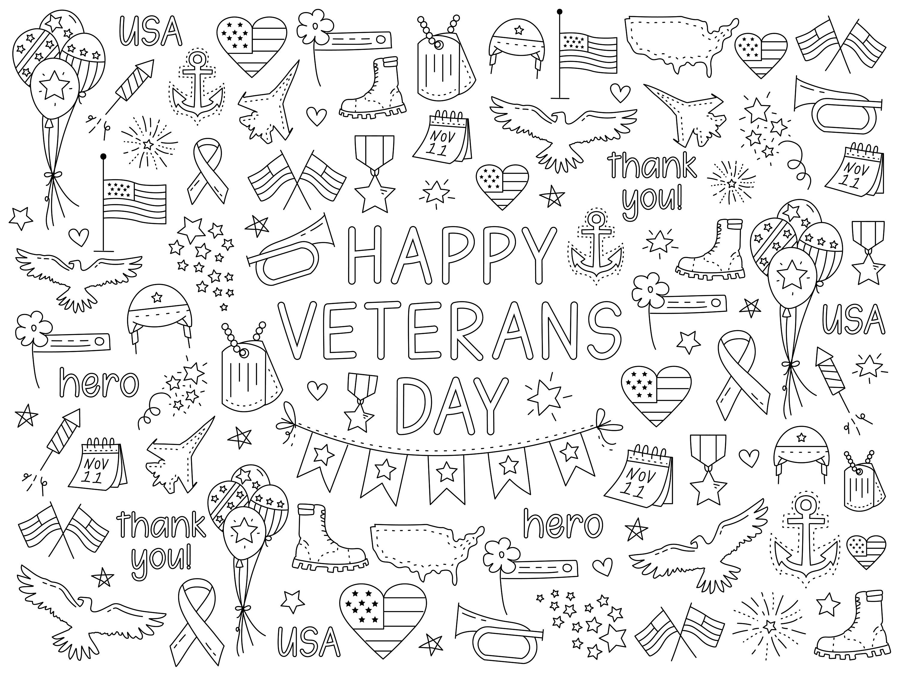 Happy Veterans Day Coloring Page