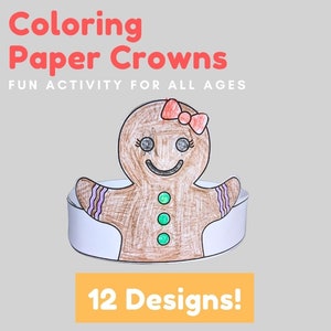 Paper Hats | Christmas Paper Crowns/Headbands | Assorted Festive Designs | Photobooth Prop | Christmas Party Activities/Crafts