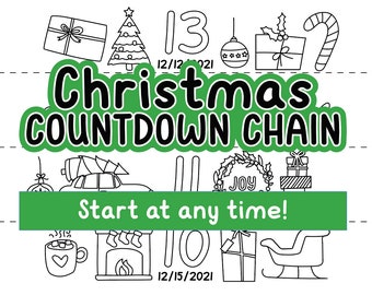 Countdown to Christmas, Paper Chain Advent, Coloring Advent for Kids, Christmas Scissor Practice, Christmas Doodles, Digital Download