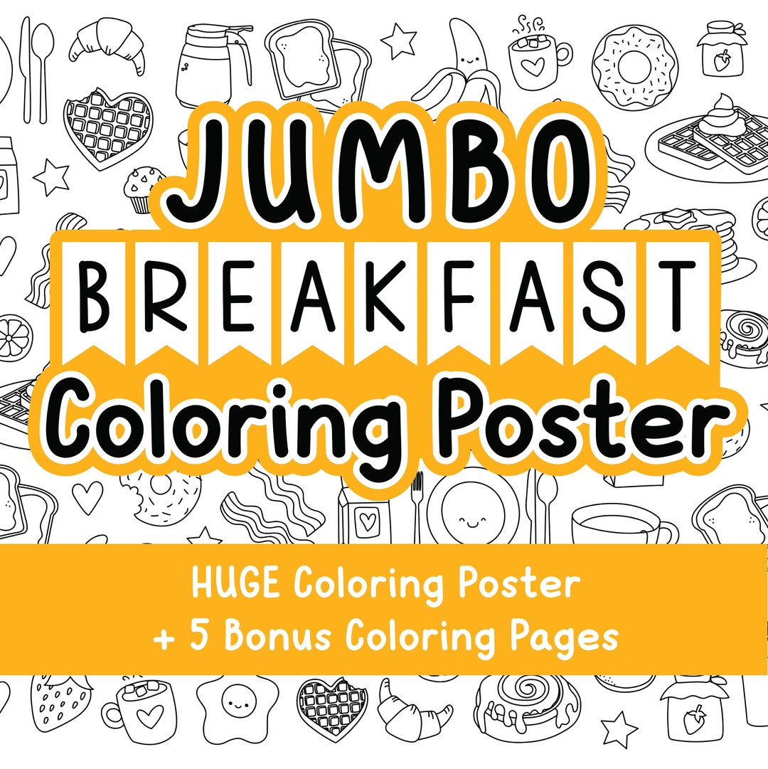 Jumbo Breakfast Coloring Poster: Brunch Party Banner (PDF) - Etsy
