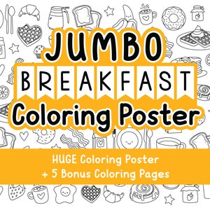 JUMBO Breakfast Coloring Poster, Coloring Banner, Birthday Coloring, Brunch Party Decor, Donut Grow Up, Pancakes and Pajamas, Waffle Party