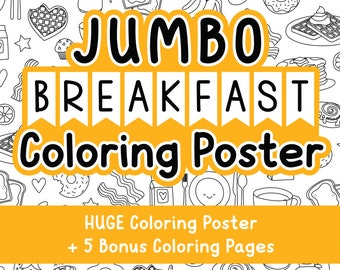 Jumbo Breakfast Coloring Poster: Brunch Party Banner (PDF)