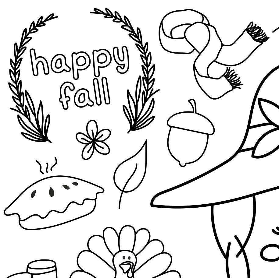 JUMBO Fall Coloring Poster, GIRL Scarecrow Coloring Pages, Doodle