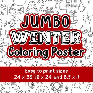 JUMBO Winter Coloring Poster, Christmas Coloring Banner for Kids, Holiday Coloring Page, Winter Coloring Sheet, Homeschool Printable