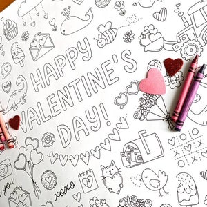 JUMBO Valentine's Day Coloring Poster, Giant Valentine, Valentine's Party Decoration, Valentine's Gift for Grandkids, Coloring Page Banner