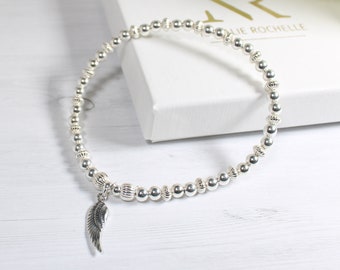 Sterling Silver Wings of an Angel Stacking Bracelet