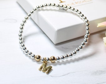 Personalised Sterling Silver and Gold Initial Bracelet