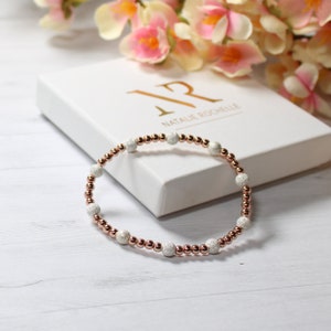 Rose gold/sterling silver stretch beaded stacking bracelet-minimalist dainty, elegant jewellery- perfect gift for her ladies&#39; cute bracelet