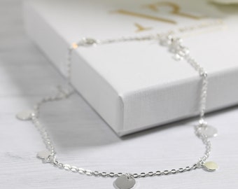 Sterling Silver Boho Style Anklet/ankle Bracelet with silver discs