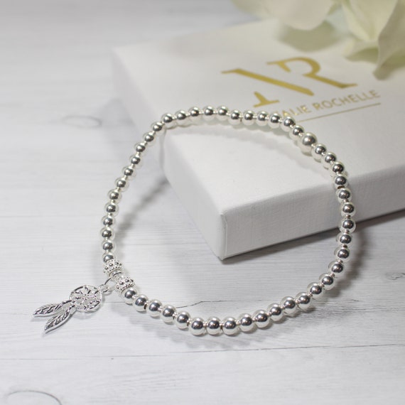 Dreamcatcher sterling silver Stacking Bracelet- women’s gift