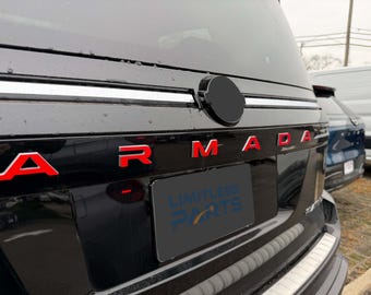 Emblema trasero compatible con todos los modelos Nissan Armada 2026. Plástico ABS de 1/16" de grosor (no son calcomanías de vinilo fino).