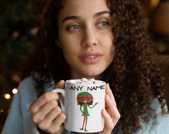 Personalized Elf Mug Add Name and Choose Elf-Christmas Gift-FREE SHIPPING-Personalized Coffee Cup-Kid Mug-Personalized Gift for Her-Elf Mug