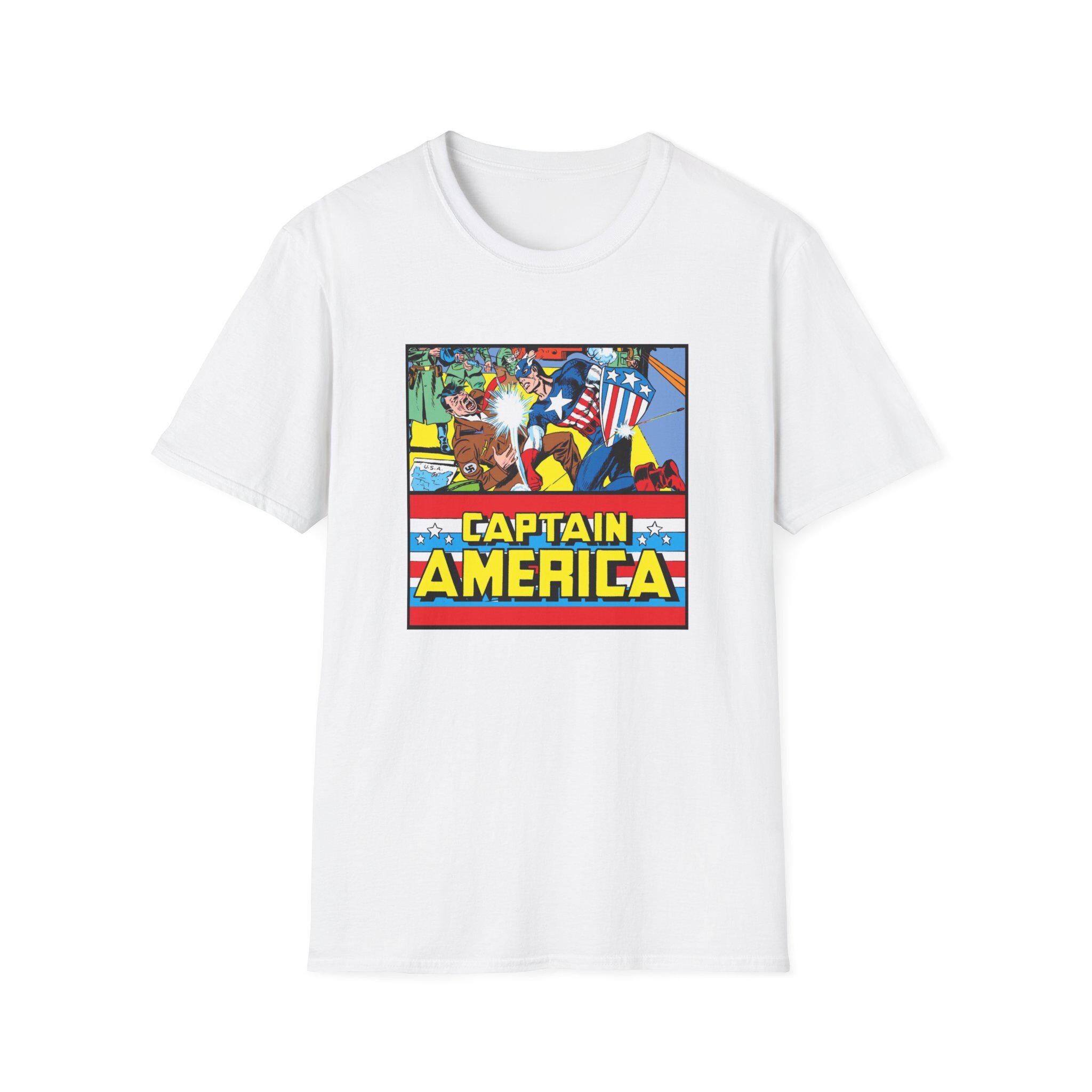 パンチングナチスアメリカヒーロー抗議Tシャツヴィンテージコミック 