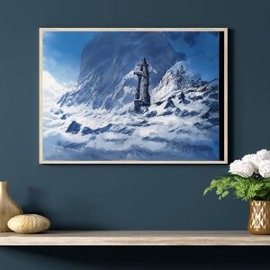 Harsh Winter Mountain Side Digital Art Printable or Background