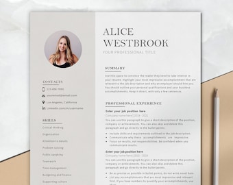 Resume Template Professional With Photo, Cv Template Word 1, 2, 3 Pages + Cover Letter, Modern Resume, Curriculum Vitae, Lebenslauf Vorlage