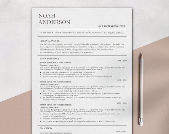 Corporate ATS-optimized Resume Template, Clean ATS CV Design for Word, Resume for Professionals and Senior Corporate Jobs, Lebenslauf