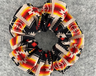 Black Cotton "Native Cross" Scrunchie