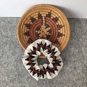 Cotton Traditional Navajo Basket Pattern Scrunchie | Hair Tie | Bun Holder | Ponytail Tie | Diné Made
