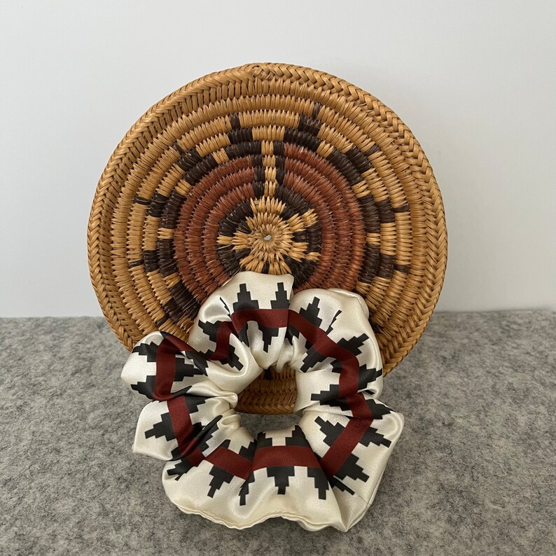 Navajo Basket Pattern Scrunchie in Satin Polyester Cream Etsy