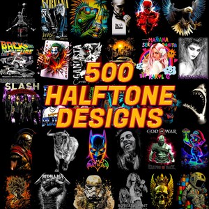 500 Halftone Designs DTF PNG format mockups JPG sublimation