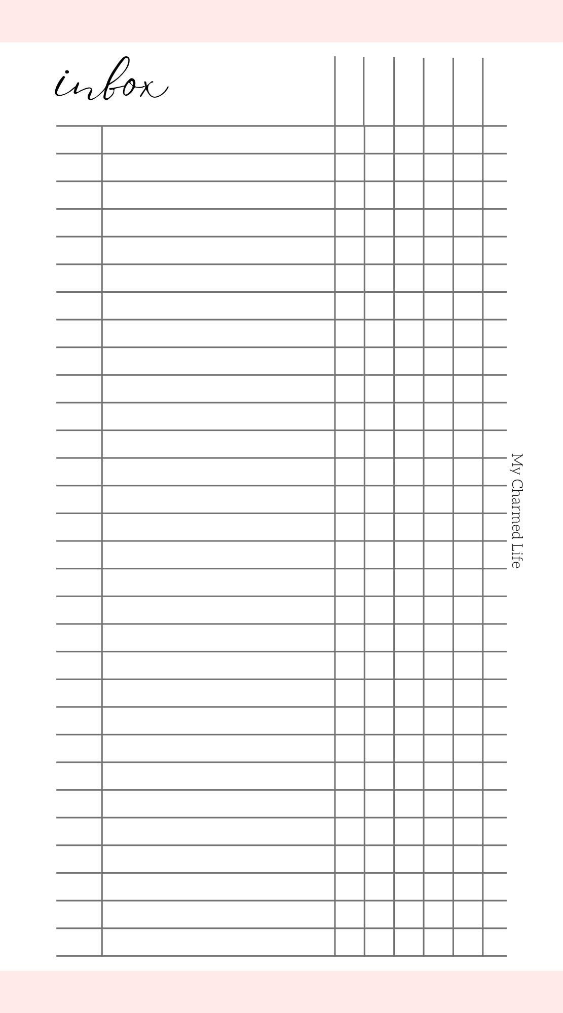 Printable Inbox, Personal Size Insert, Inbox Tracker, Inbox System ...