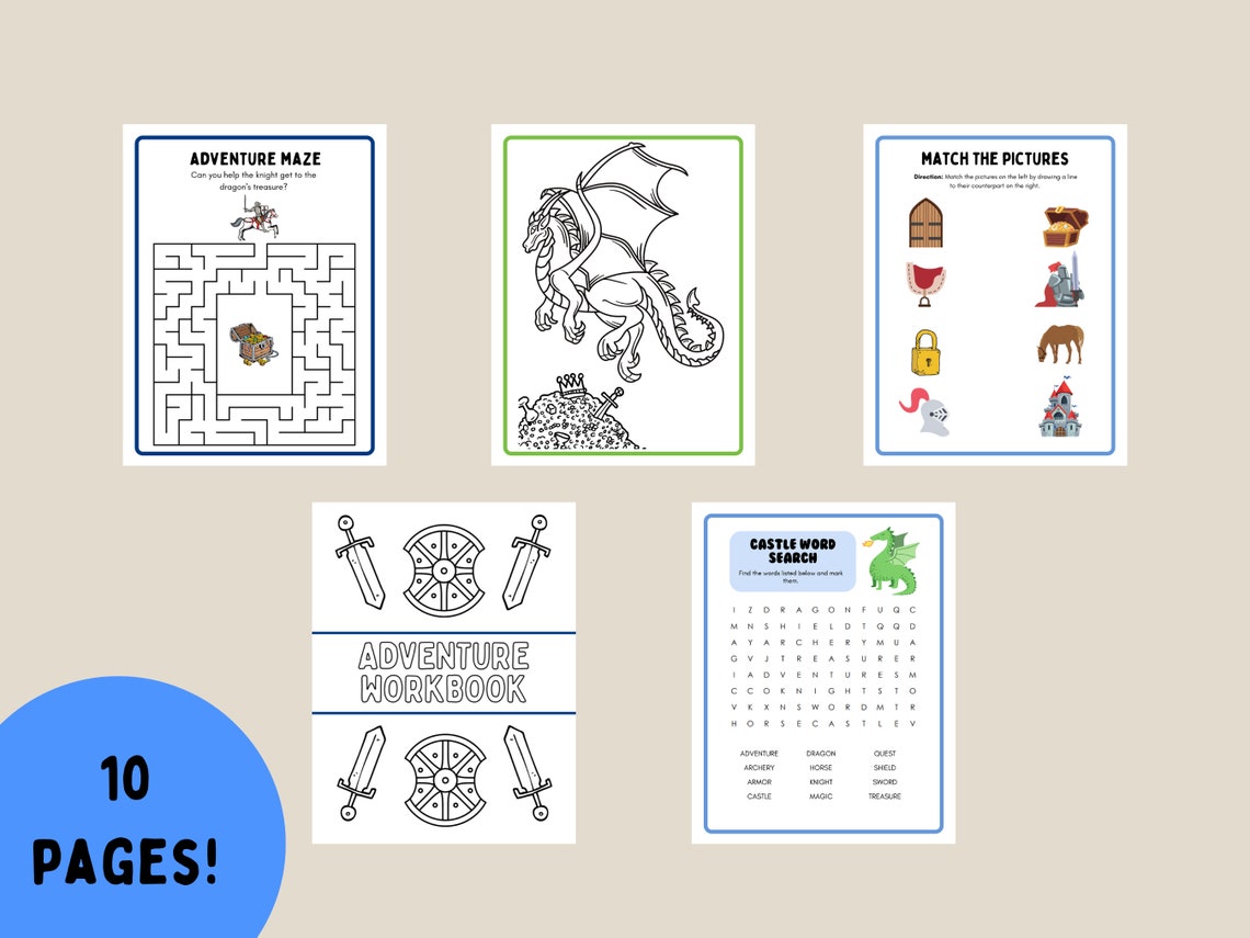Adventure Activity Pages Printable Kids Birthday Coloring - Etsy