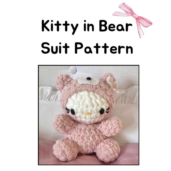 Kitty in Bear Suit Crochet Amigurumi Plush Pattern