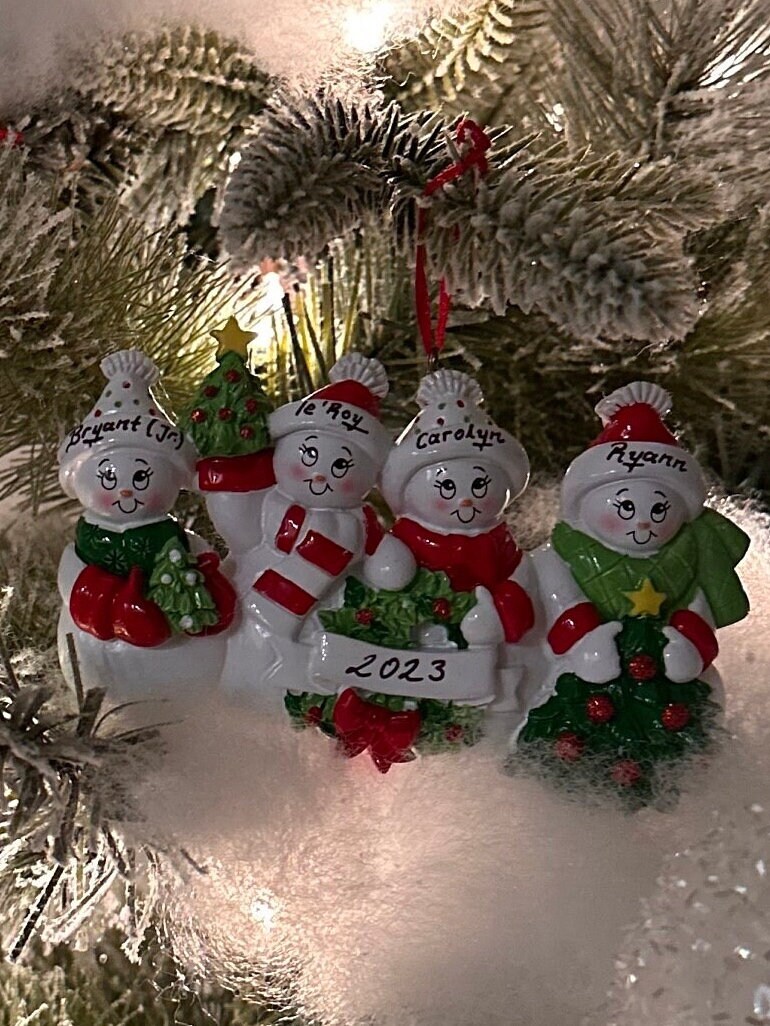 Snow Family of 5 Personalized Custom Christmas Ornament/ Friends ...