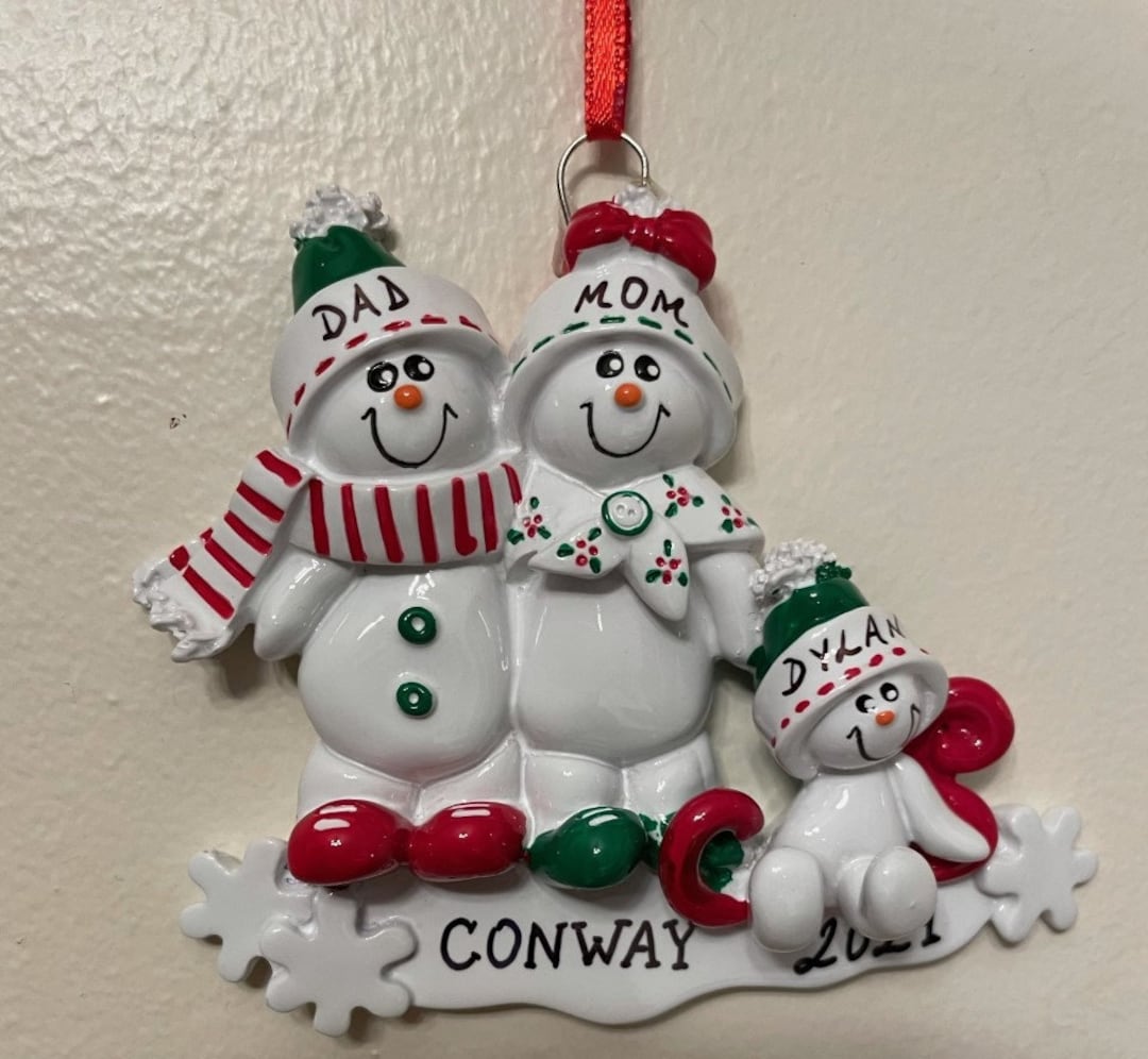 Snow Sled Family of 3 Personalized Custom Christmas Ornament - Etsy