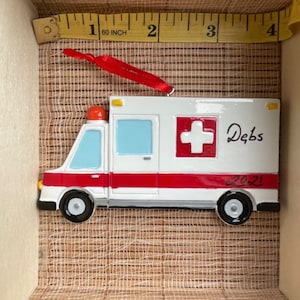 Ambulance EMT Personalized Custom Christmas Ornament
