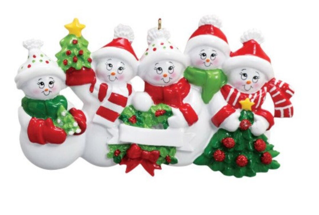 Snow Family of 5 Personalized Custom Christmas Ornament/ Friends ...