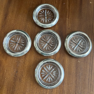 Vintage Aluminum and Glass Coasters, set of 5