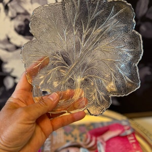 Vintage Indiana Glass Cabbage Leaf Divided Plate