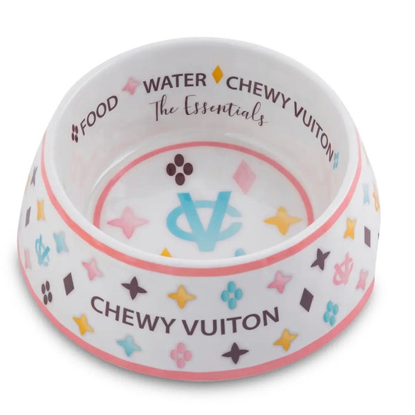 White Chewy Dog Bowl
