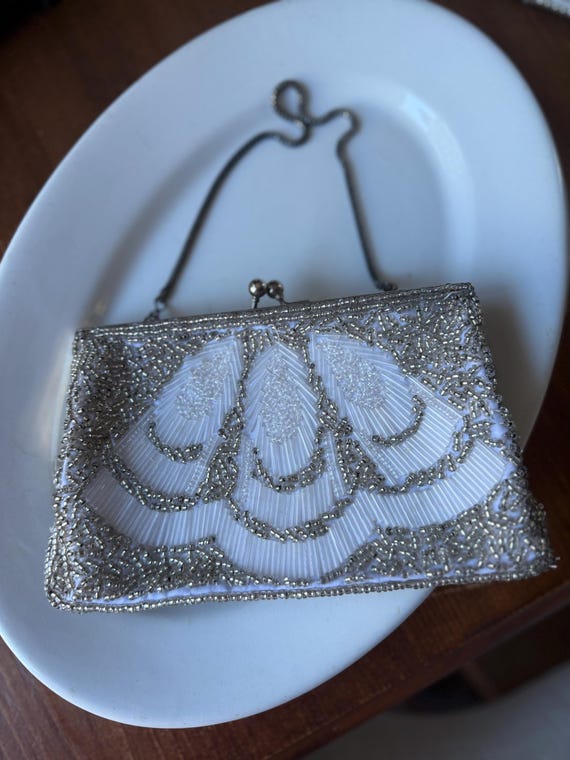 1950’s Beaded Feather Design Evening Bag - image 1