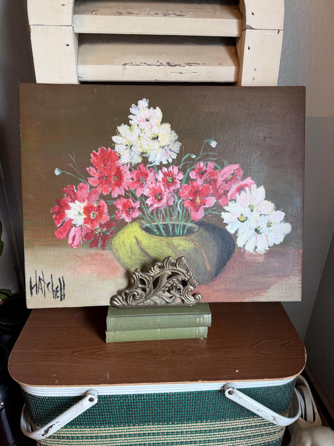 絵画　花 1972年 花の絵画 ハッチェル署名入り、額なし - Etsy 日本