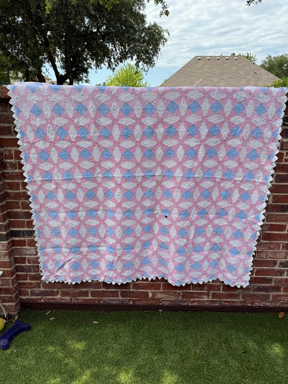 手縫いキルト　フランスアンティーク フランスアンティークヴィンテージキルト【パディントン